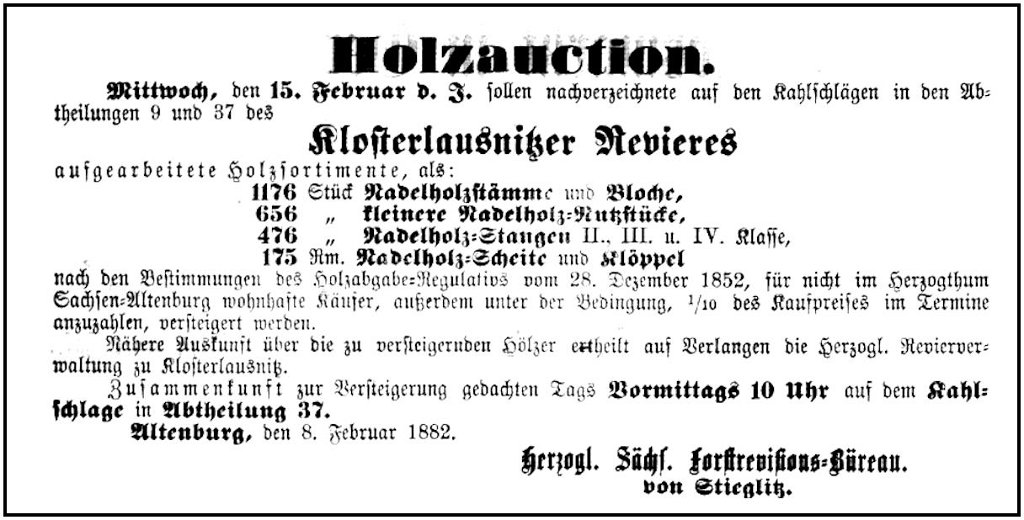 1882-02-08 Kl Holzversteigerung